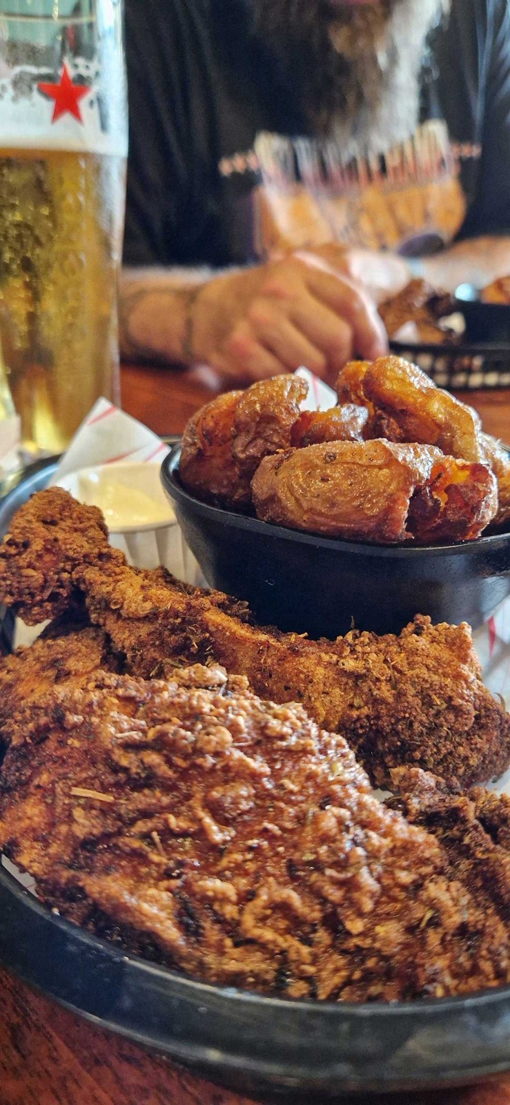 Crispy fried chicken and spuds at Roni & Rita’s